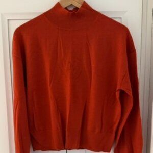 Babaton by Aritzia Mock Neck Sweater | Rust Orange Knit | Size XS